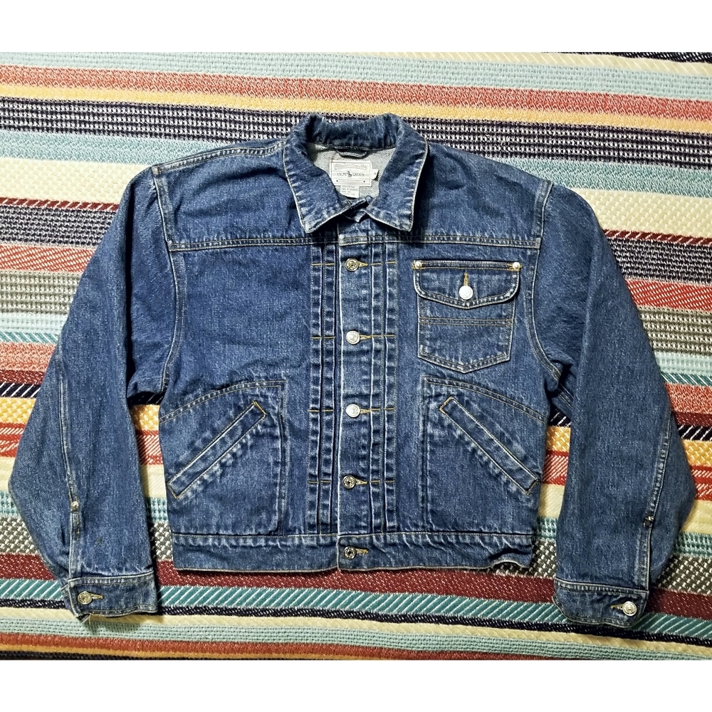 VINTAGE 90s POLO RALPH LAUREN WESTERN STYLEDENIM JACKET- WOMEN'S SIZE MEDIUM - Picture 3 of 13